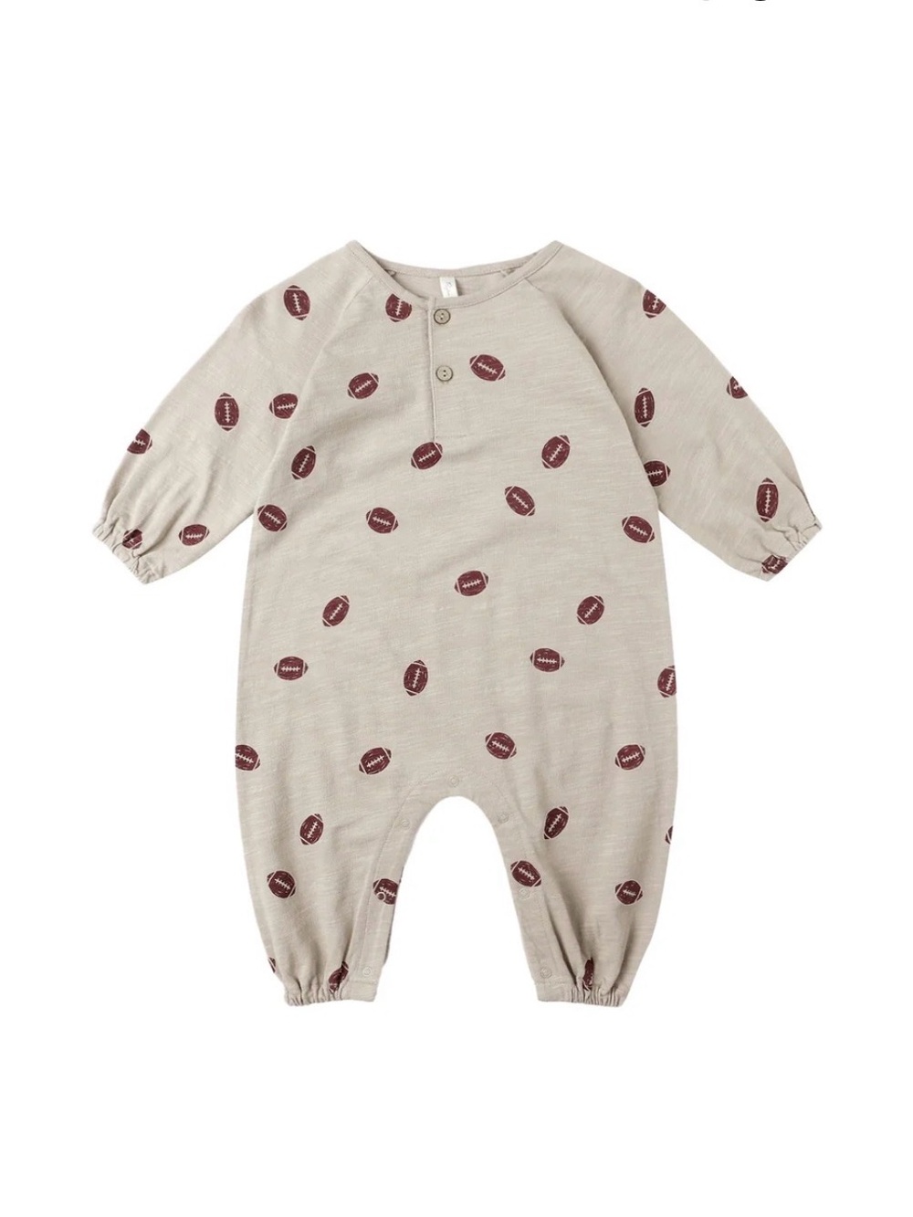 Rylee + Cru Football Print Henley Jumpsuit / 0-3 Months